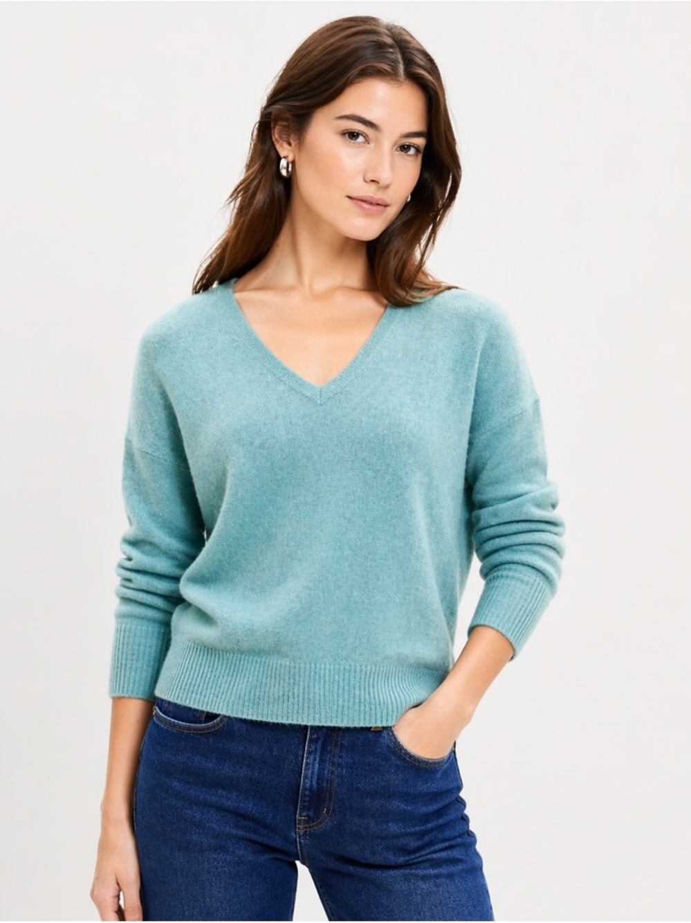 Tahari Seafoam V-Neck Sweater